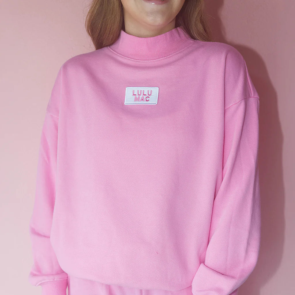 LONGSLEEVE TERRY CLOTH TOP- BUBBLEGUM LULU MAC