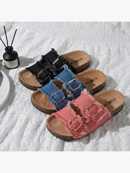 Roxoni - Women's Comfort Flat Sandals Double Buckle Adjustable Straps (Copy): FULL CASE OF 36 PAIRS ALL SIZES AND COLRS IN FOR 25% OFF / 11 Roxoni