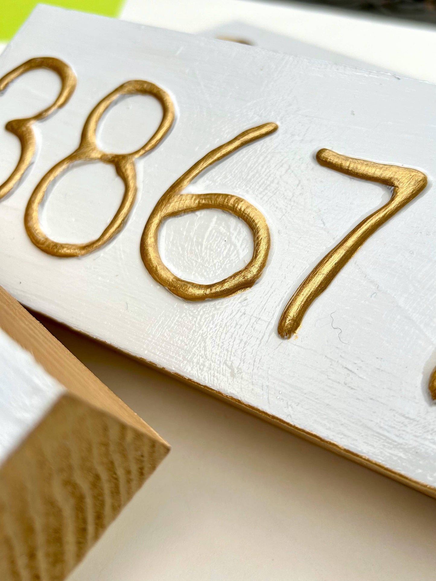 Coddiwomple - U.S. zip code - custom art block hometown sports region : Farmhouse numbers (carved) Coddiwomple