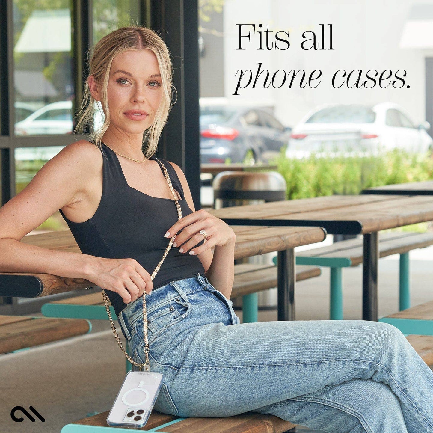 Case-Mate - Gold Chain/Tan Leather Phone Crossbody: Gold/Tan Case-Mate