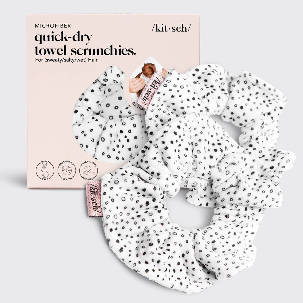 KITSCH - Towel Scrunchie 2 Pack - Micro Dot KITSCH
