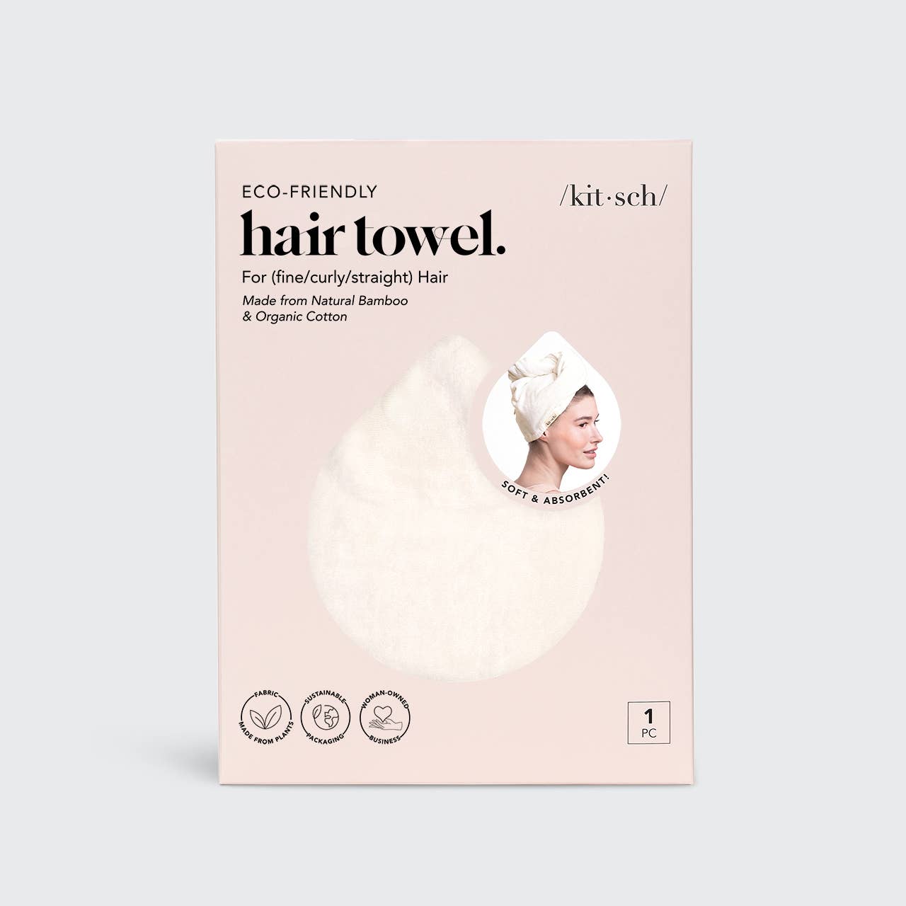 KITSCH - Quick Dry Hair Towel - Ivory KITSCH