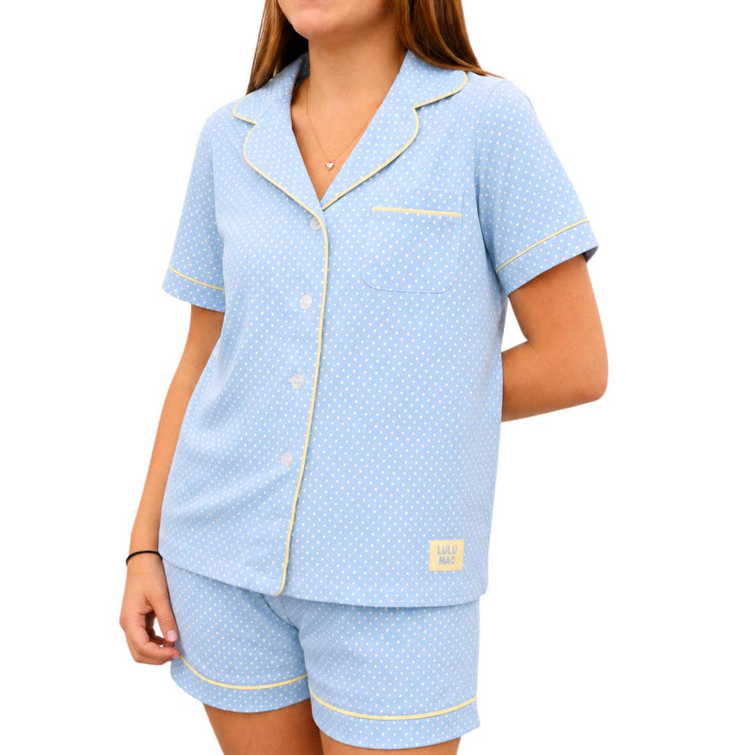 Girlie Girl Originals - LM-PJ-1000 LIGHT BLUE/BUTTER DOT: LIGHT BLUE/BUTTER DOTS / Large Girlie Girl Originals