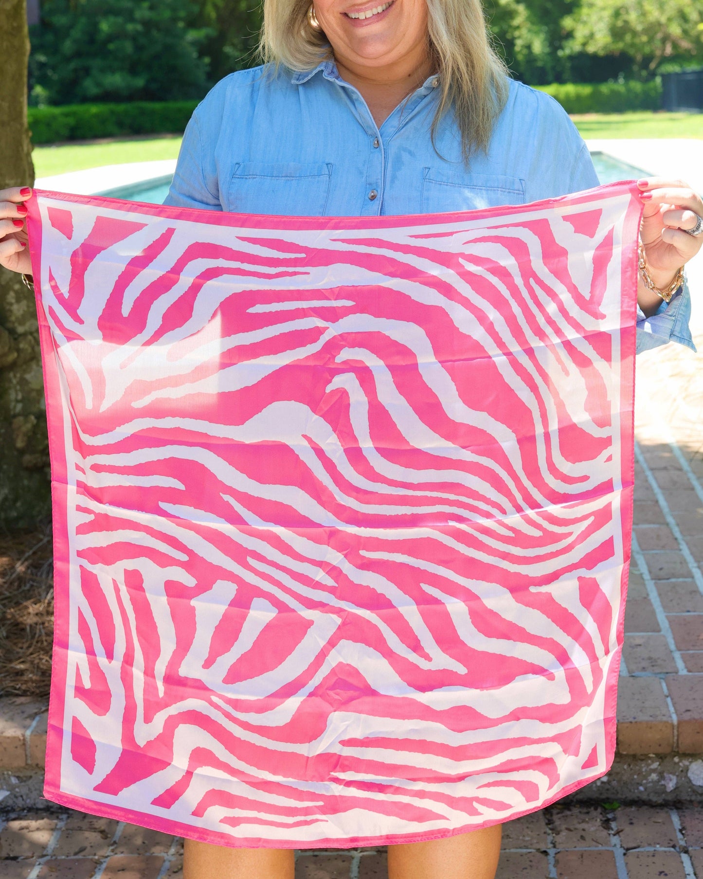 Caroline Hill - Ellie Zebra Print Scarf PINK: Default Caroline Hill