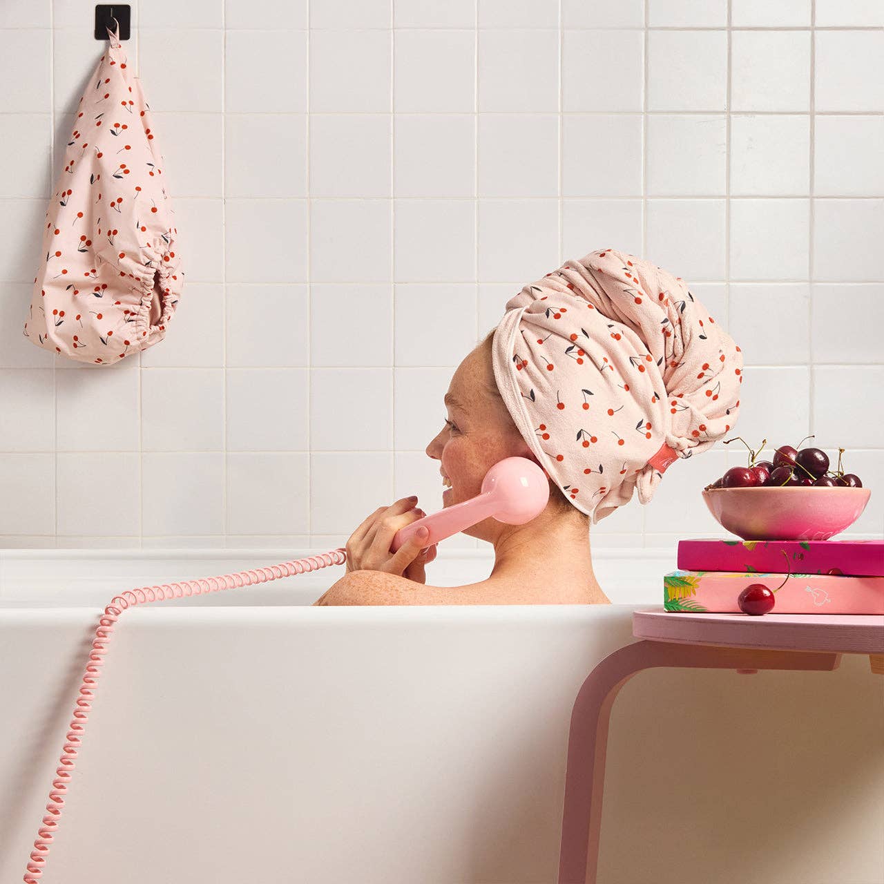 KITSCH - XL Hair Towel Wrap - Cherry Print KITSCH