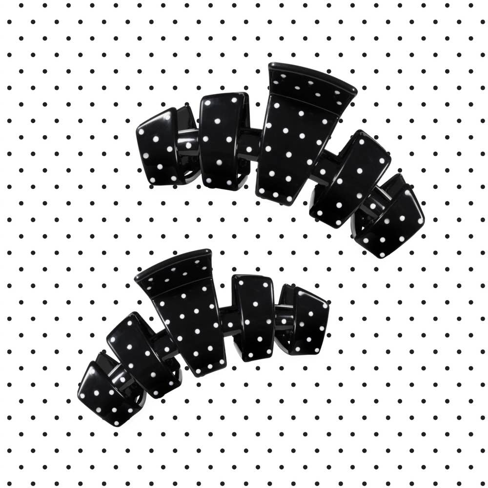 TELETIES - Classic Black Polka Dot Party Medium Claw Clip TELETIES