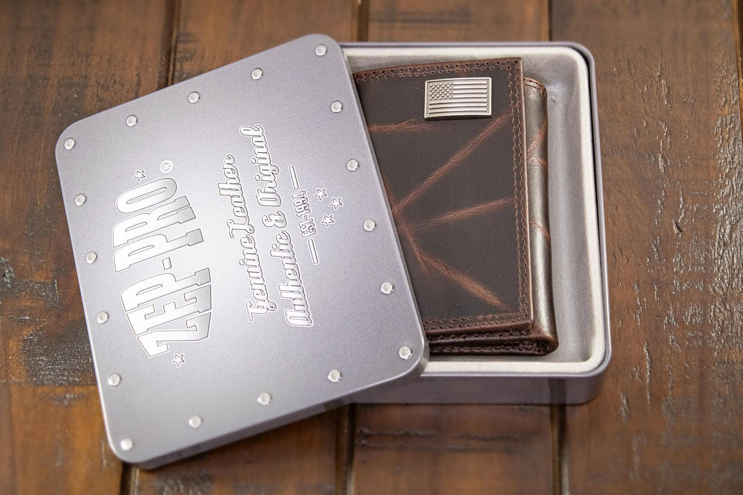 Zep-Pro - LSU Tigers Men's Collegiate Trifold Leather Wallet.: Crazyhorse Brown Zep-Pro