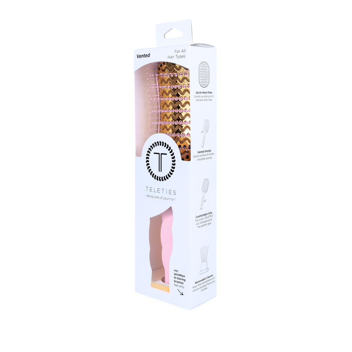 TELETIES - Vented Brush | Full Size | Bubblegum Pink TELETIES
