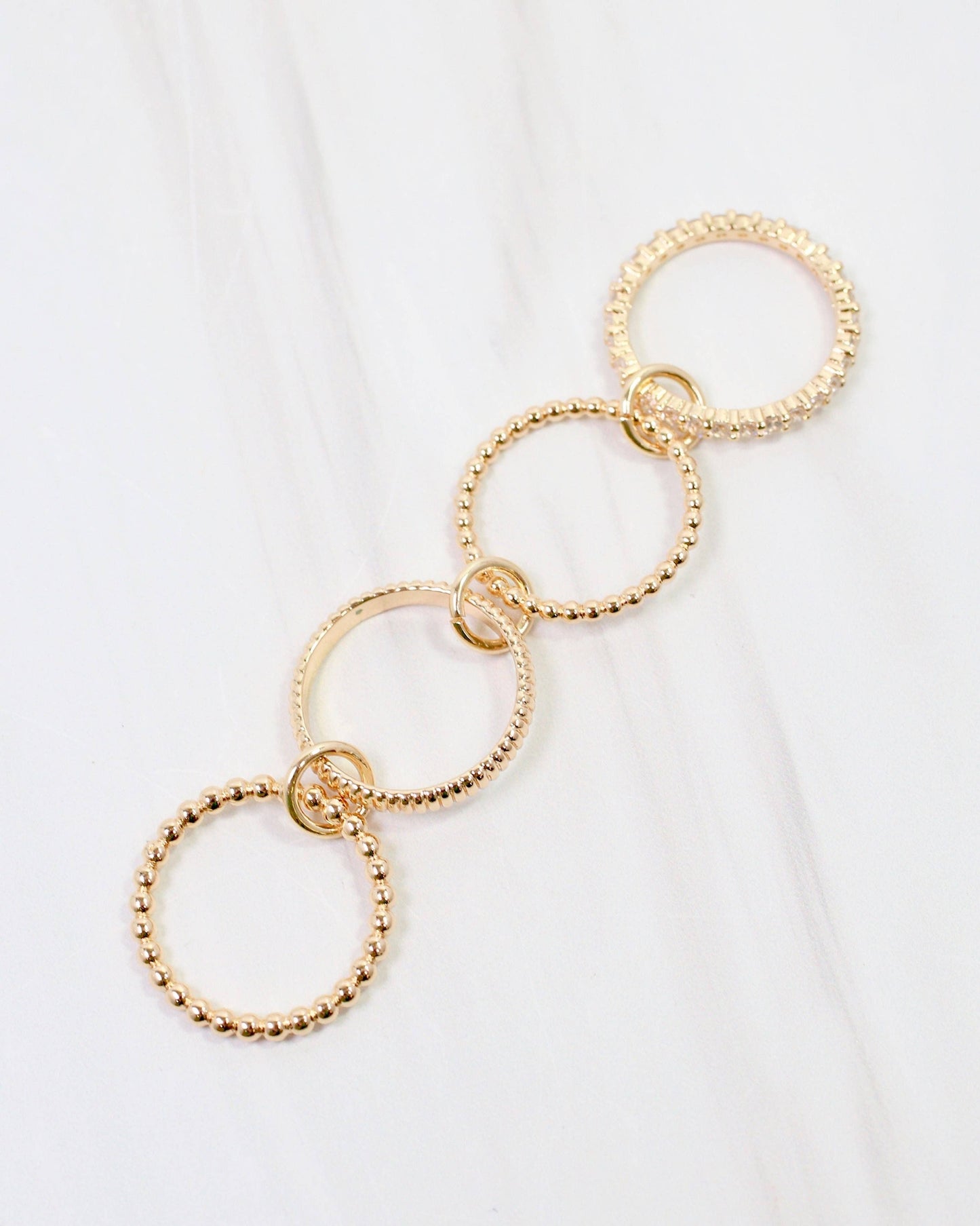 Caroline Hill - Cranford Interlocking CZ Ring Set WR Gold: Default Caroline Hill