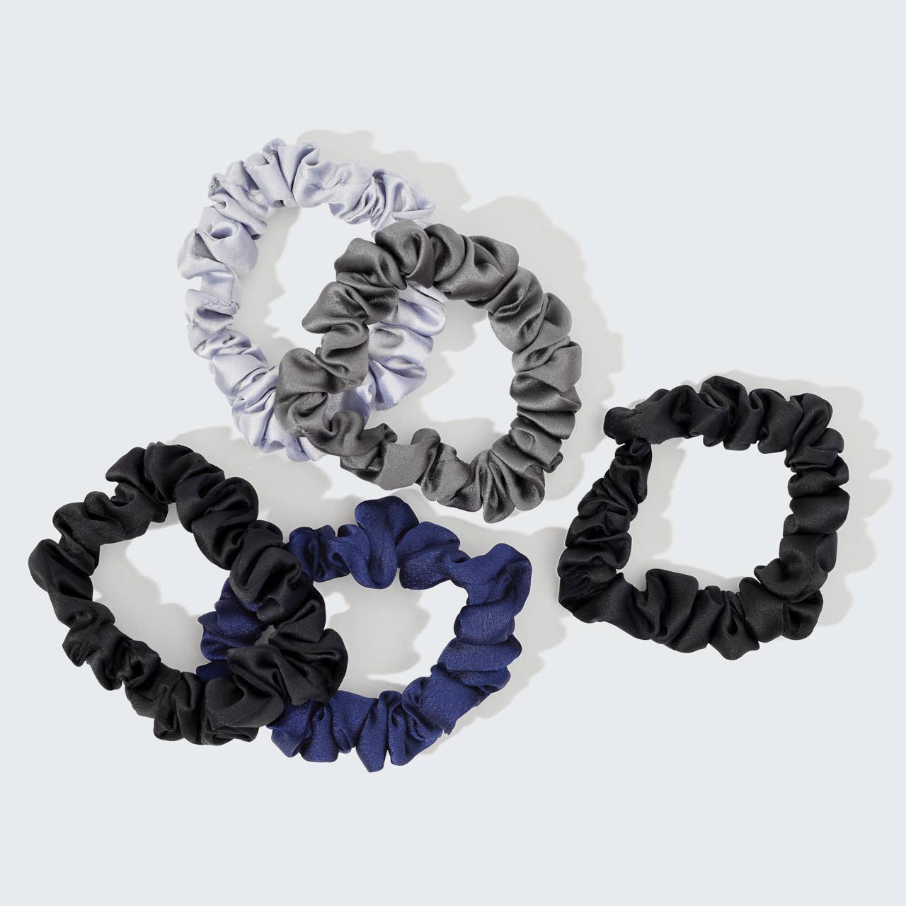 KITSCH - Satin Petite Scrunchies 5pc Set- Midnight KITSCH