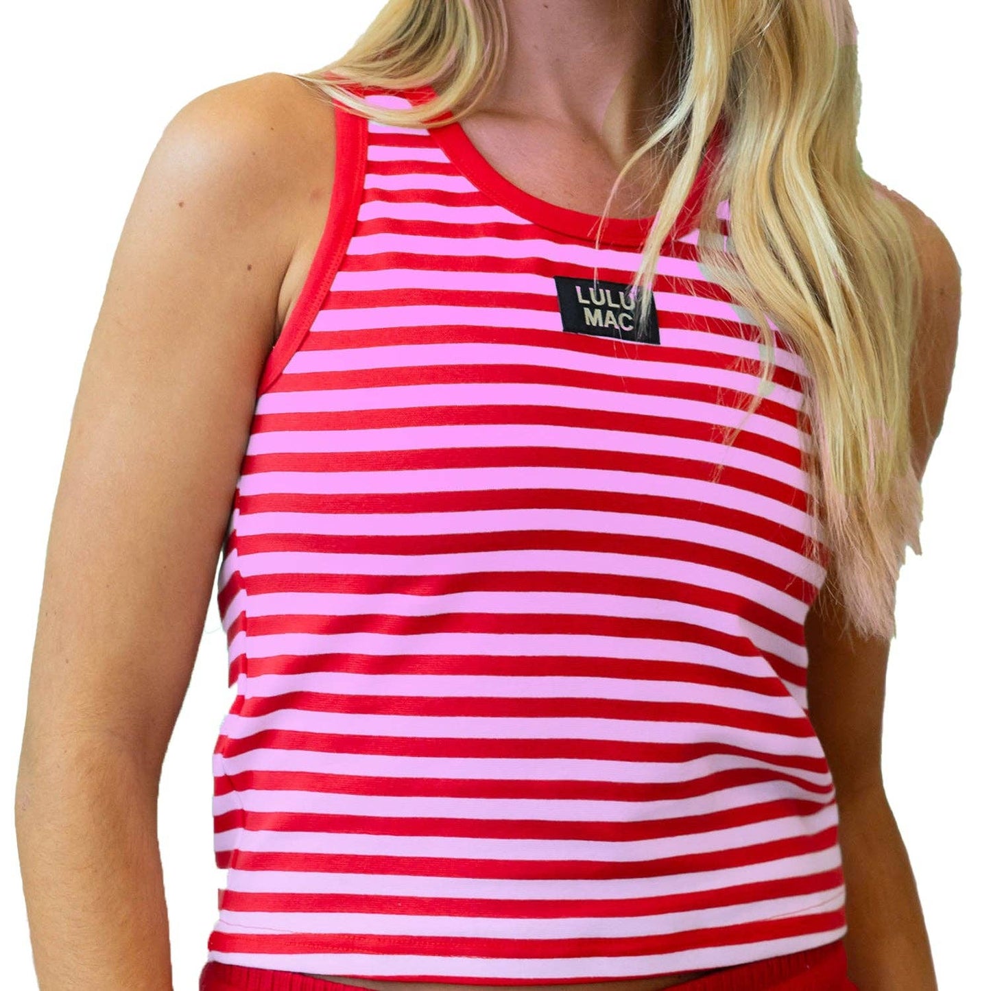 Girlie Girl Originals - LM-STRIPE Tank-RED/PINK: RED/PINK / X-Large Girlie Girl Originals
