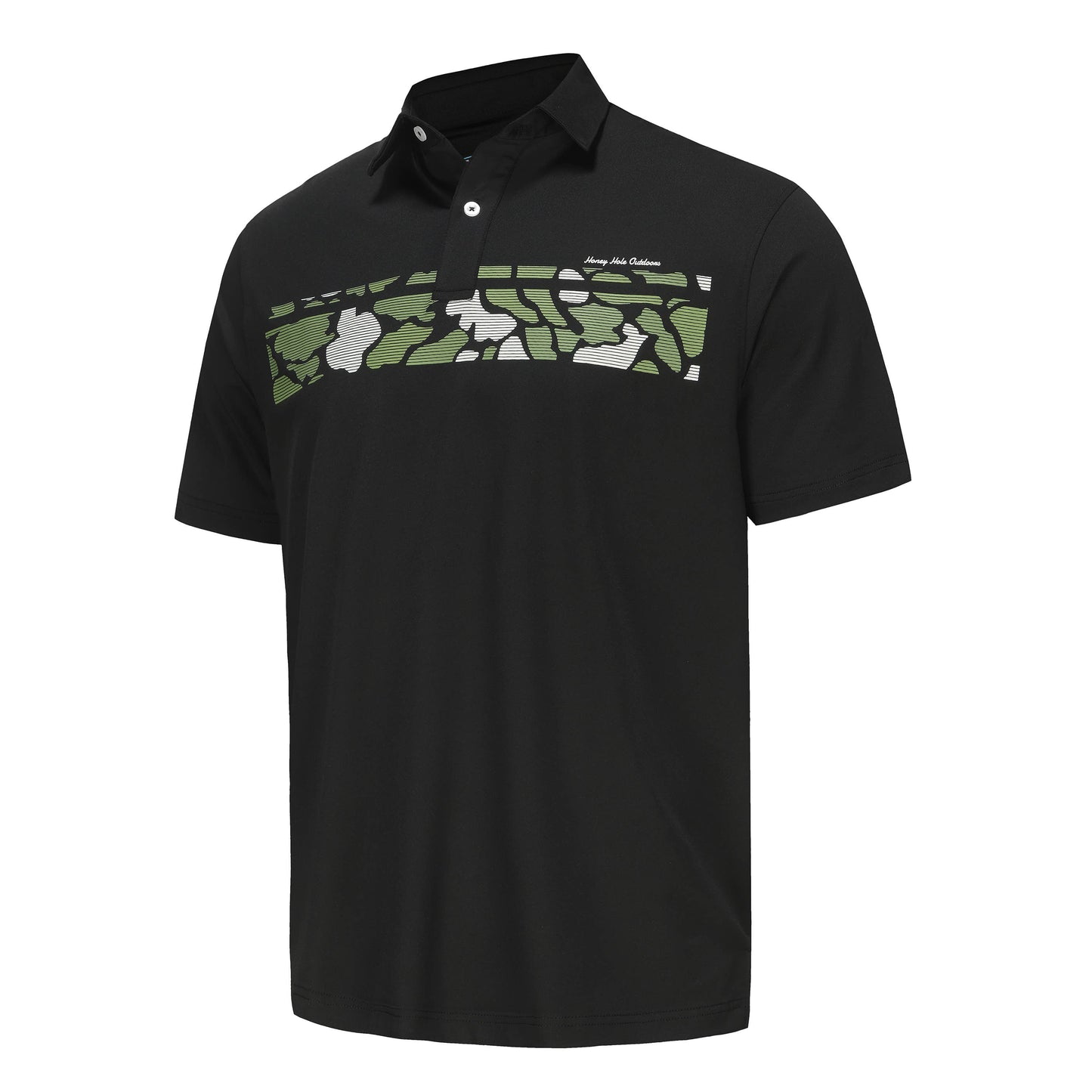 Honey Hole Outdoors - Performance Polo - Camo Black: L Honey Hole Outdoors