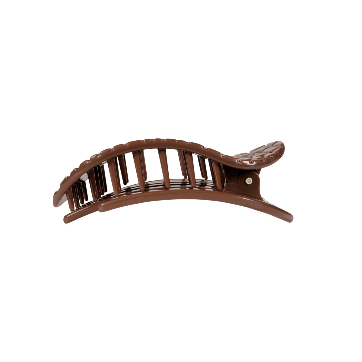 TELETIES - Brown Crocodile Medium Flat Round Hair Clip TELETIES