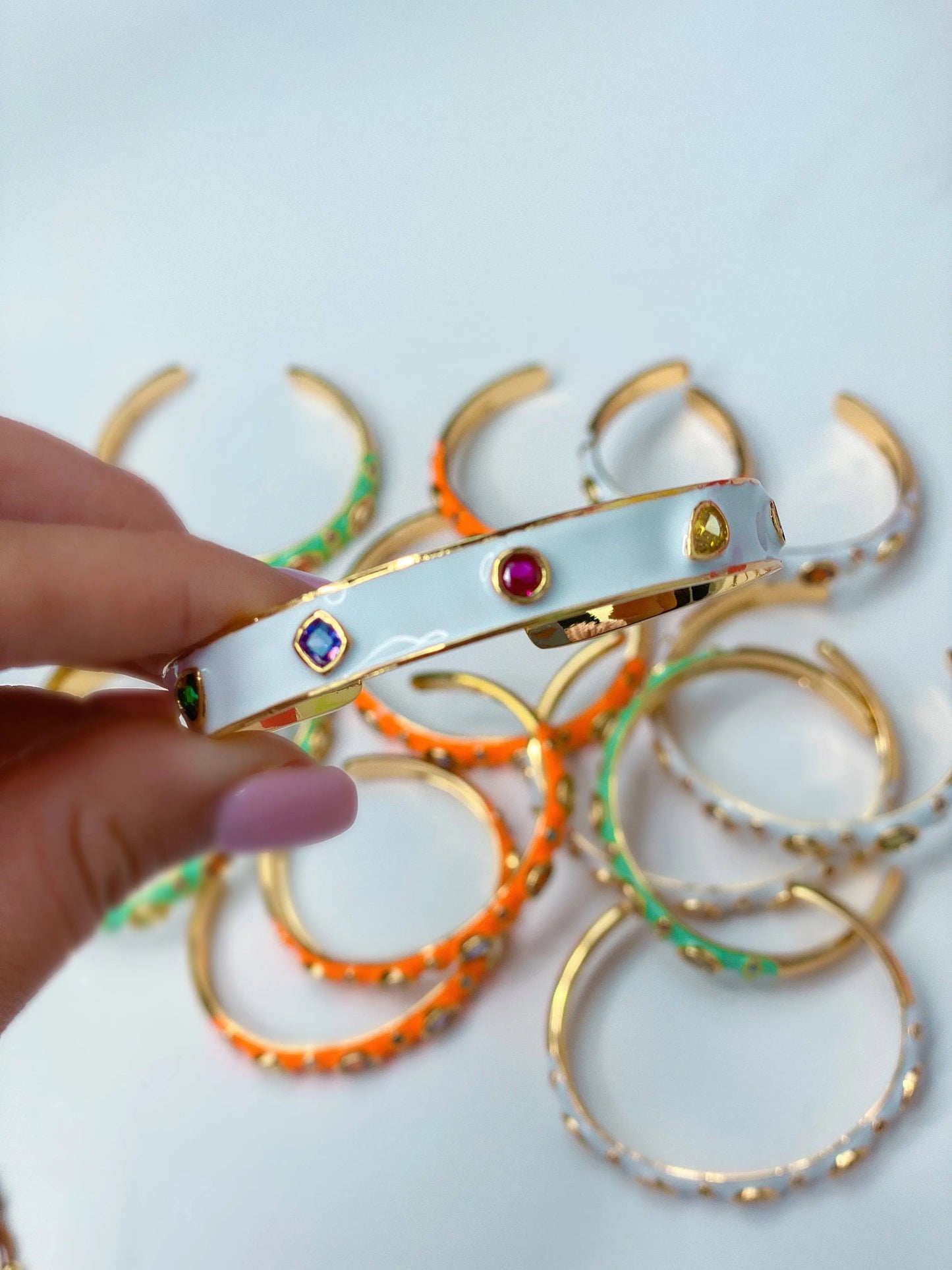 Taylor Shaye Designs - Harper Enamel Bangles: White Taylor Shaye Designs