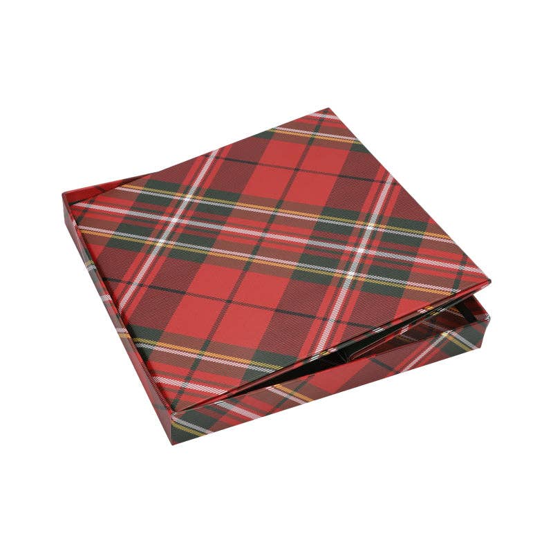 LA Ribbons Wholesale - 9"x9"x9" Collapsable Holiday Gift Box w/ Removable Lid|Plaid LA Ribbons Wholesale