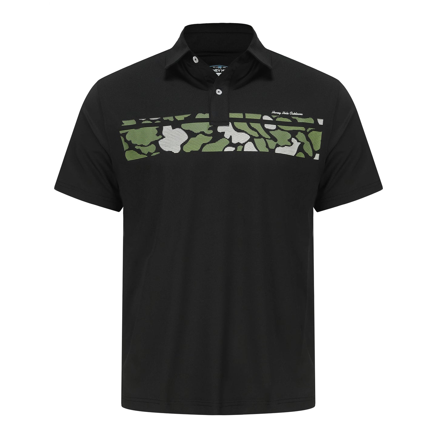 Honey Hole Outdoors - Performance Polo - Camo Black: L Honey Hole Outdoors