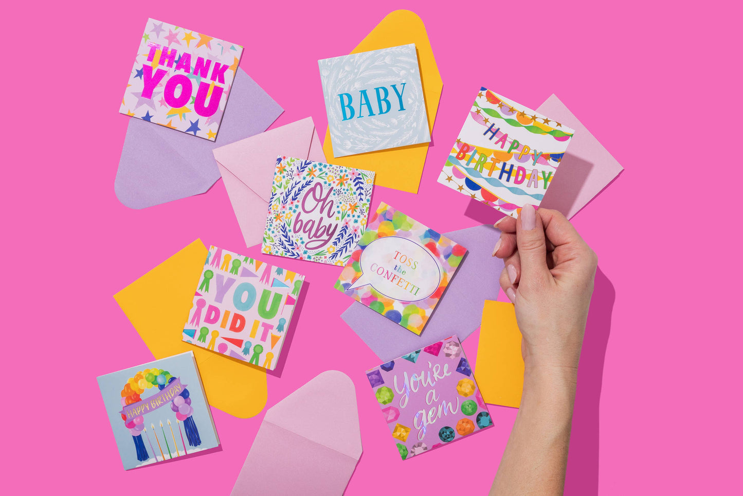 Taylor Elliott Designs - 54 Gift Enclosure Cards & Envelopes w/ Pink Acrylic Display Taylor Elliott Designs