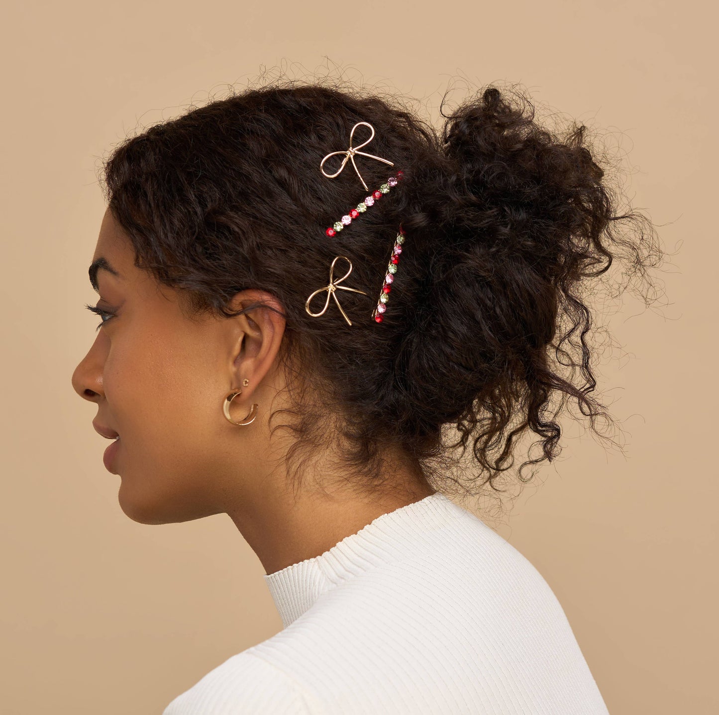 KITSCH - Holiday Gemstone and Bow Bobby Pins 4pc Set KITSCH
