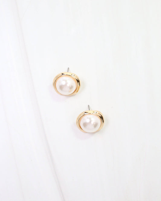 Caroline Hill - Alton Pearl Stud Earring Gold: Default Caroline Hill