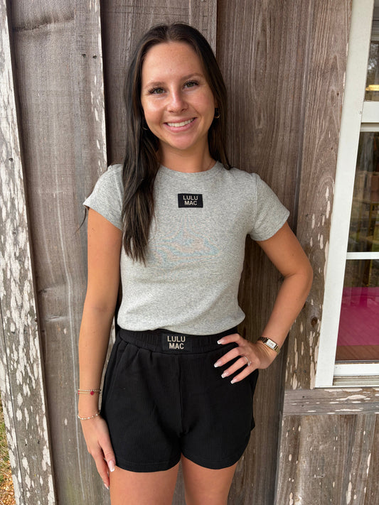 Lulu Mac Grey Baby Doll Short Sleeve Top Girlie Girl Originals