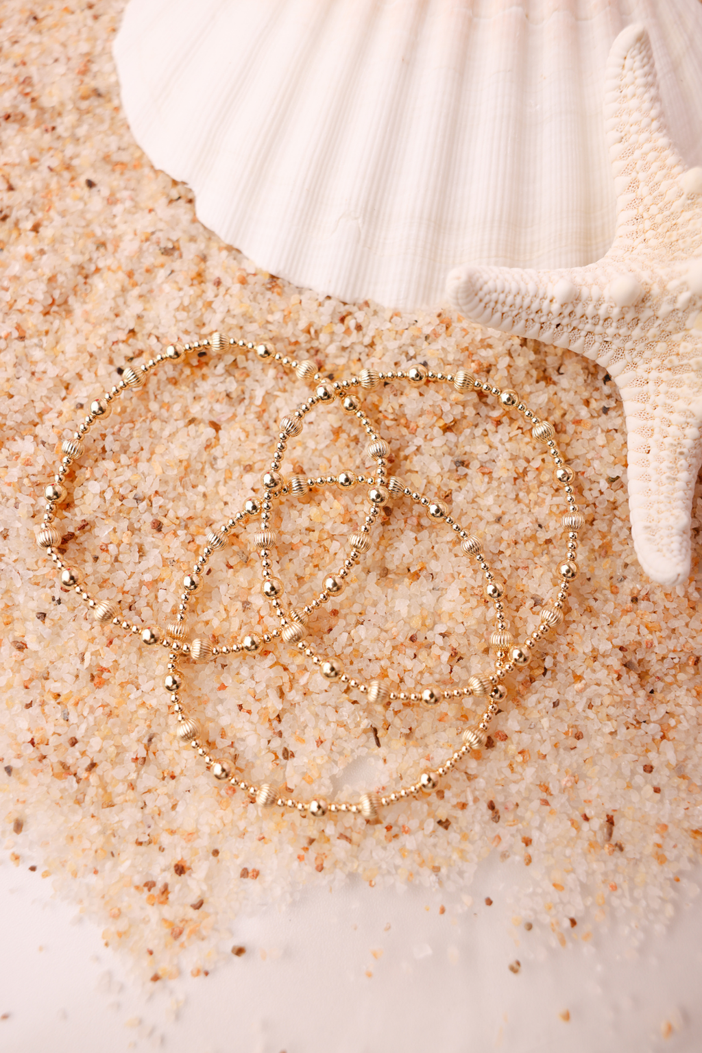 Beaded Blondes - Palmer Fluted Bracelet in Gold: Petite 6.25 Inch Beaded Blondes