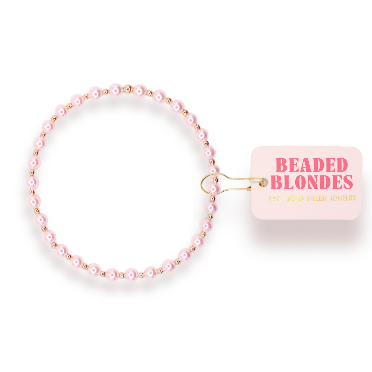 Beaded Blondes - Pink Mini Luci Bracelet in Gold: Petite 6.25 inch Beaded Blondes