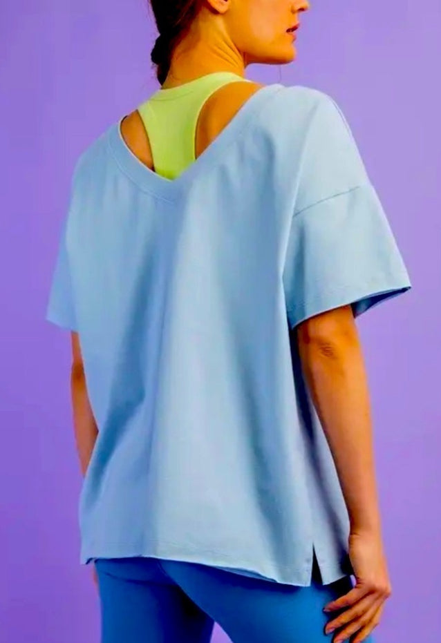 Oversized V-neck Reversible Short Sleeve Top Sunday Morning