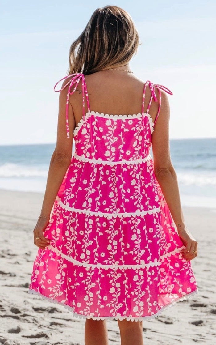 LDC Floral Print Ric Rac Patched Sleeveless Mini Dress Little Daisy Closet