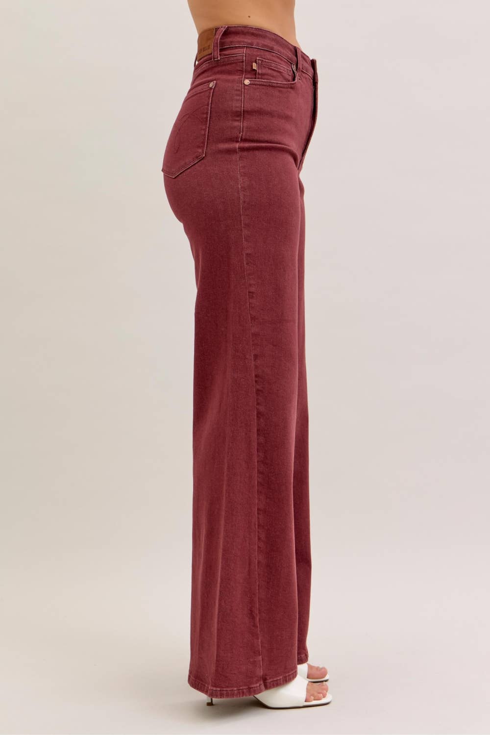 Judy Blue Jeans - HW Retro Wide With Twisted Seams: BURGUNDY / 5(27) Judy Blue Jeans