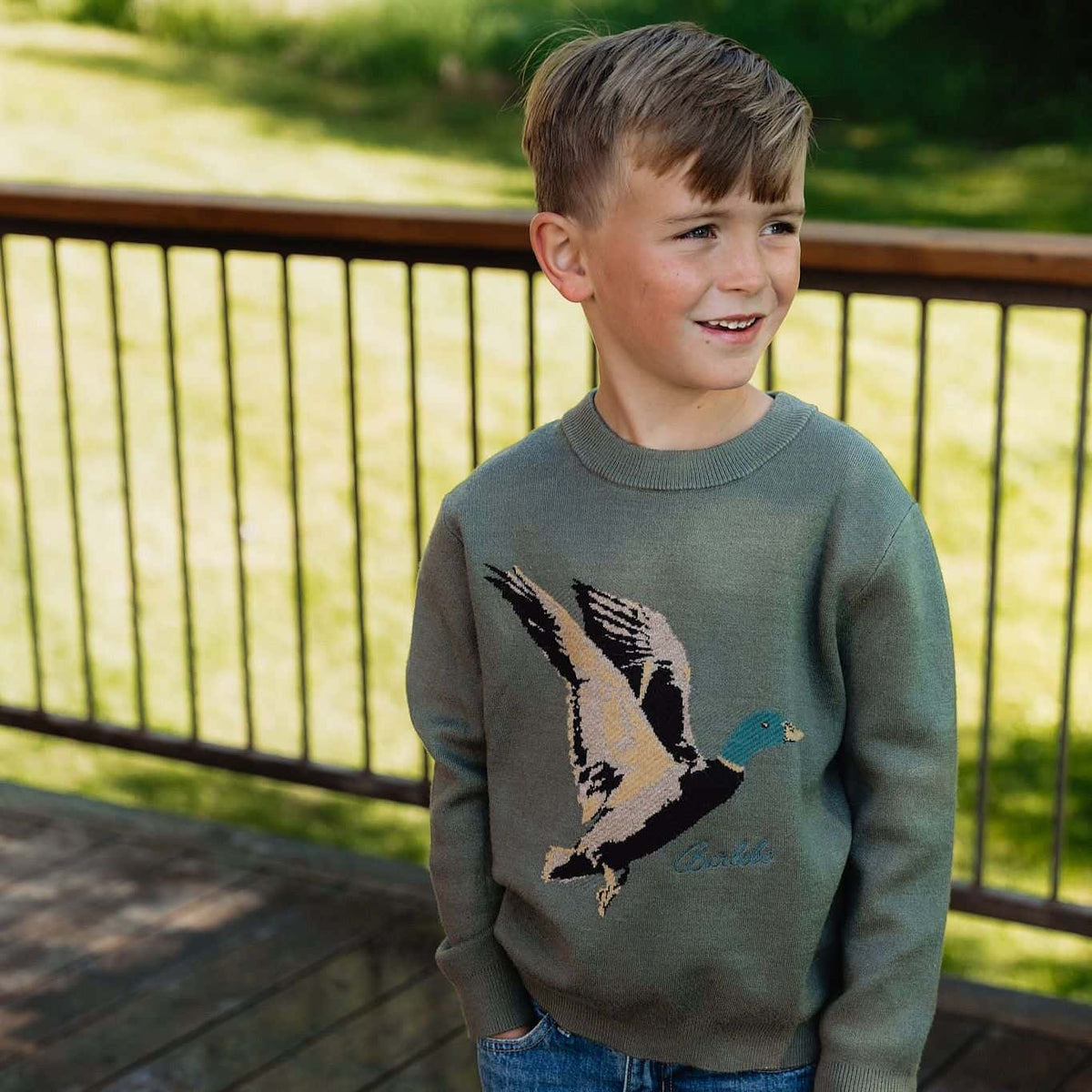 Burlebo Youth Olive Duck Youth Cabin Sweater BURLEBO