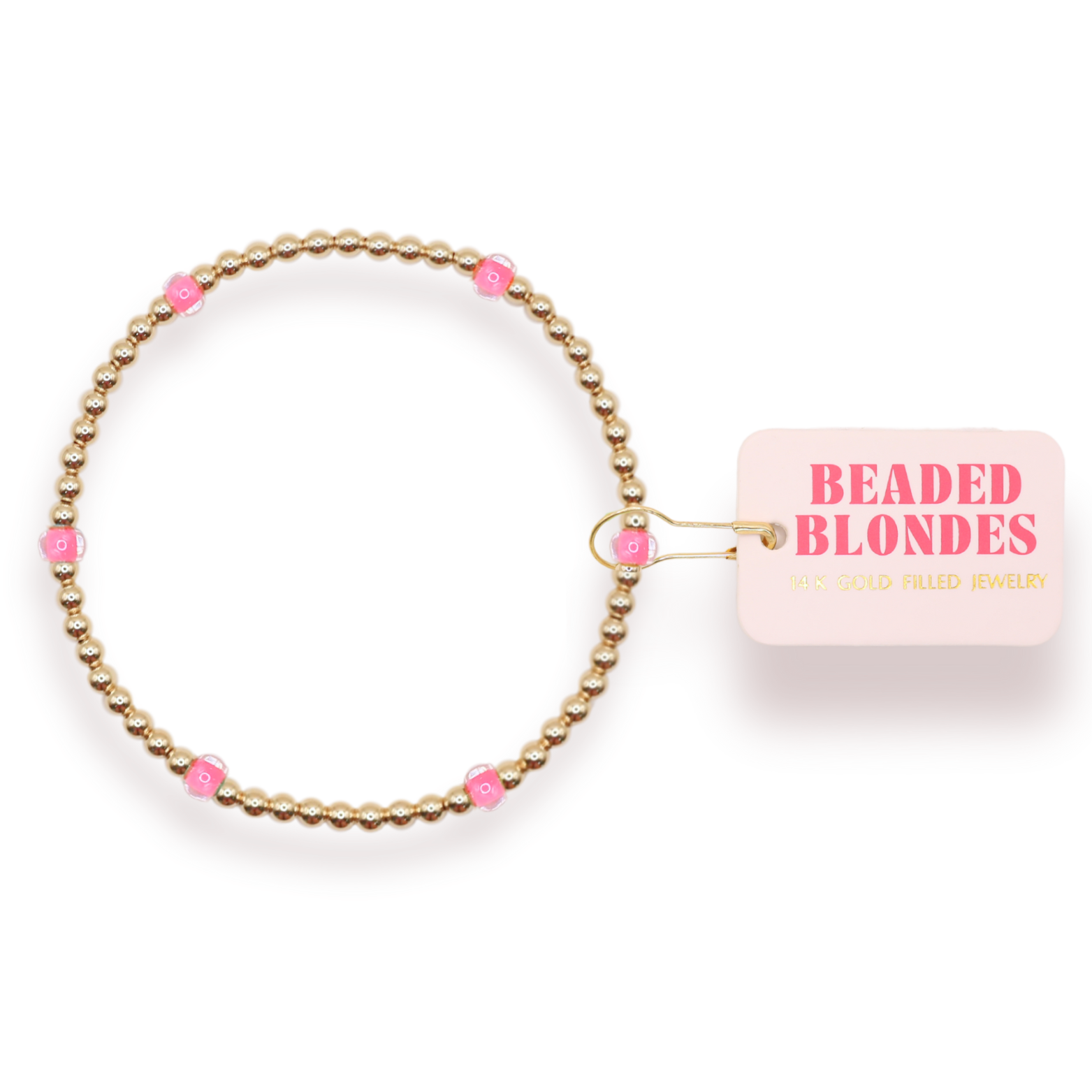 Beaded Blondes - Hot Pink Poppi Bracelet: Petite 6.25 inch Beaded Blondes