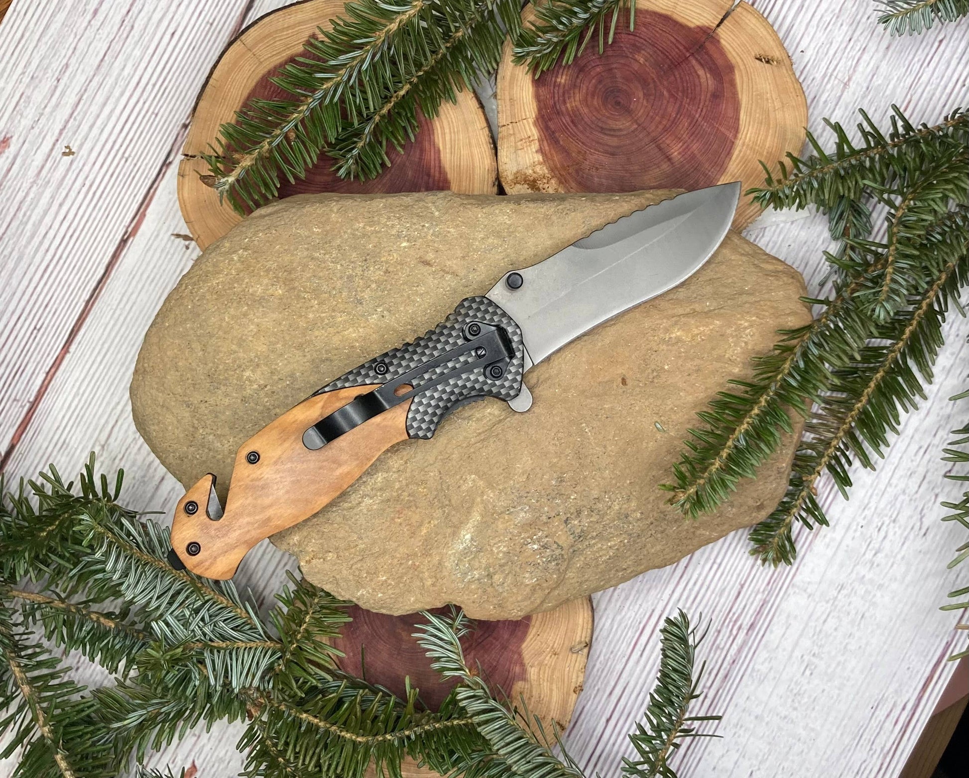 Quail Tail Laser Art - Deer on Antler #1 Knife Quail Tail Laser Art