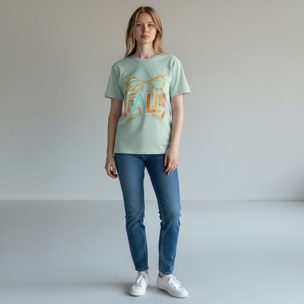 Sage Fall Coquette Bow Graphic Tee SOUTHERN SUNDROP BOUTIQUE