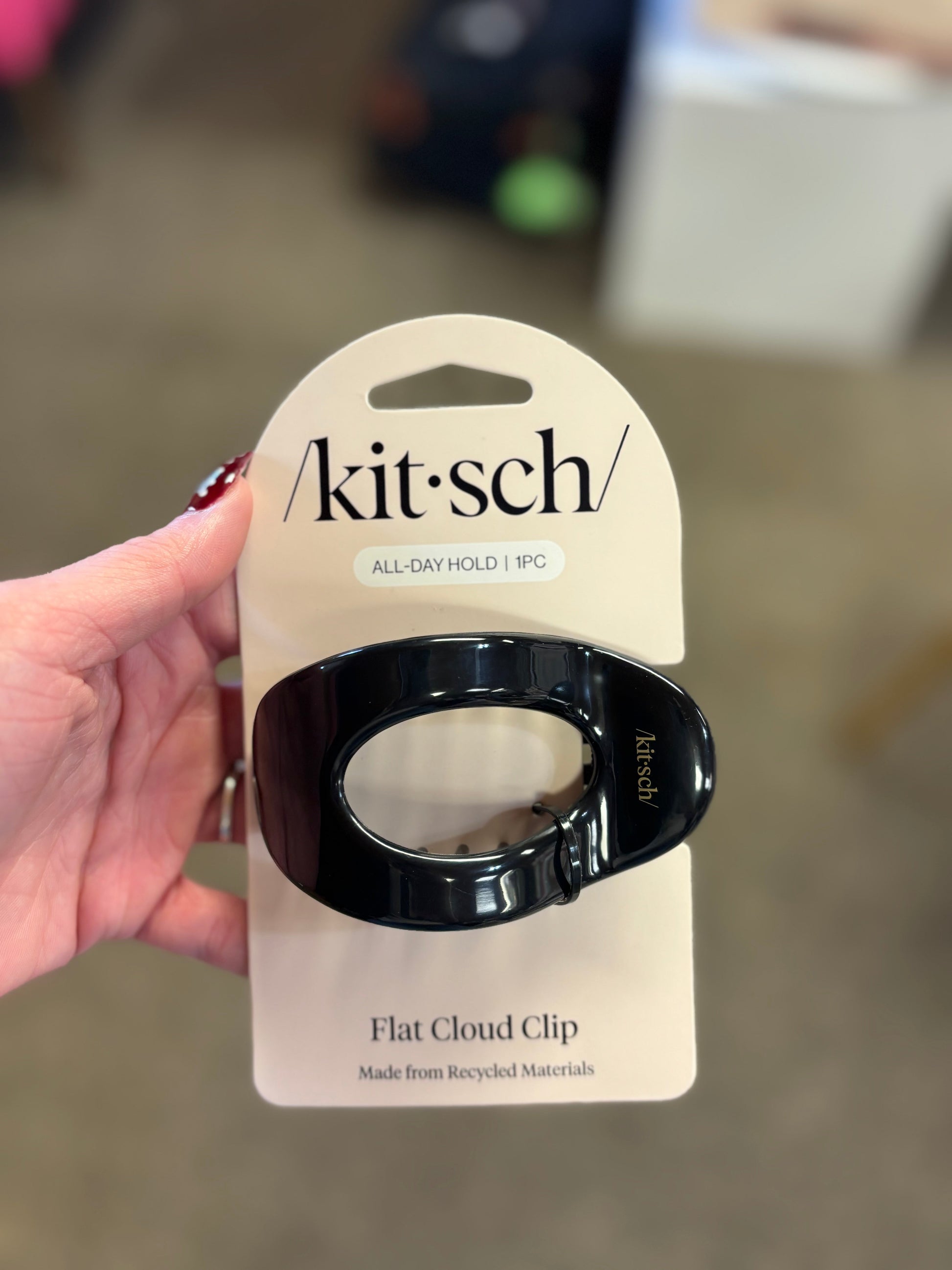 Medium Black Flat Cloud Hair Clip KITSCH