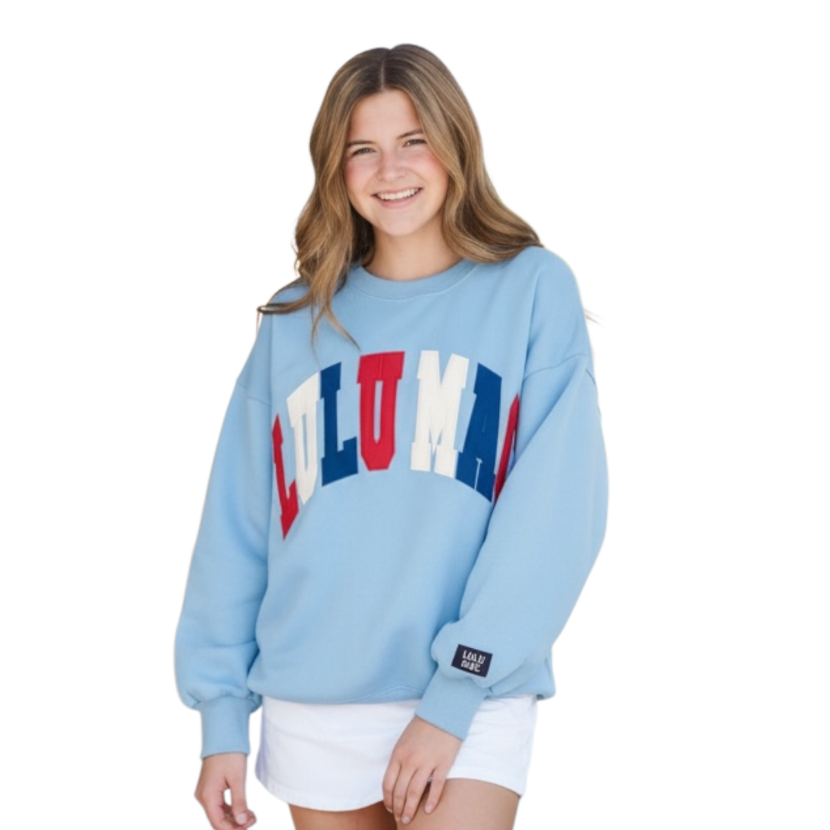 Lulu Mac Light Blue/Red/ White Stitch Sweater Girlie Girl Originals