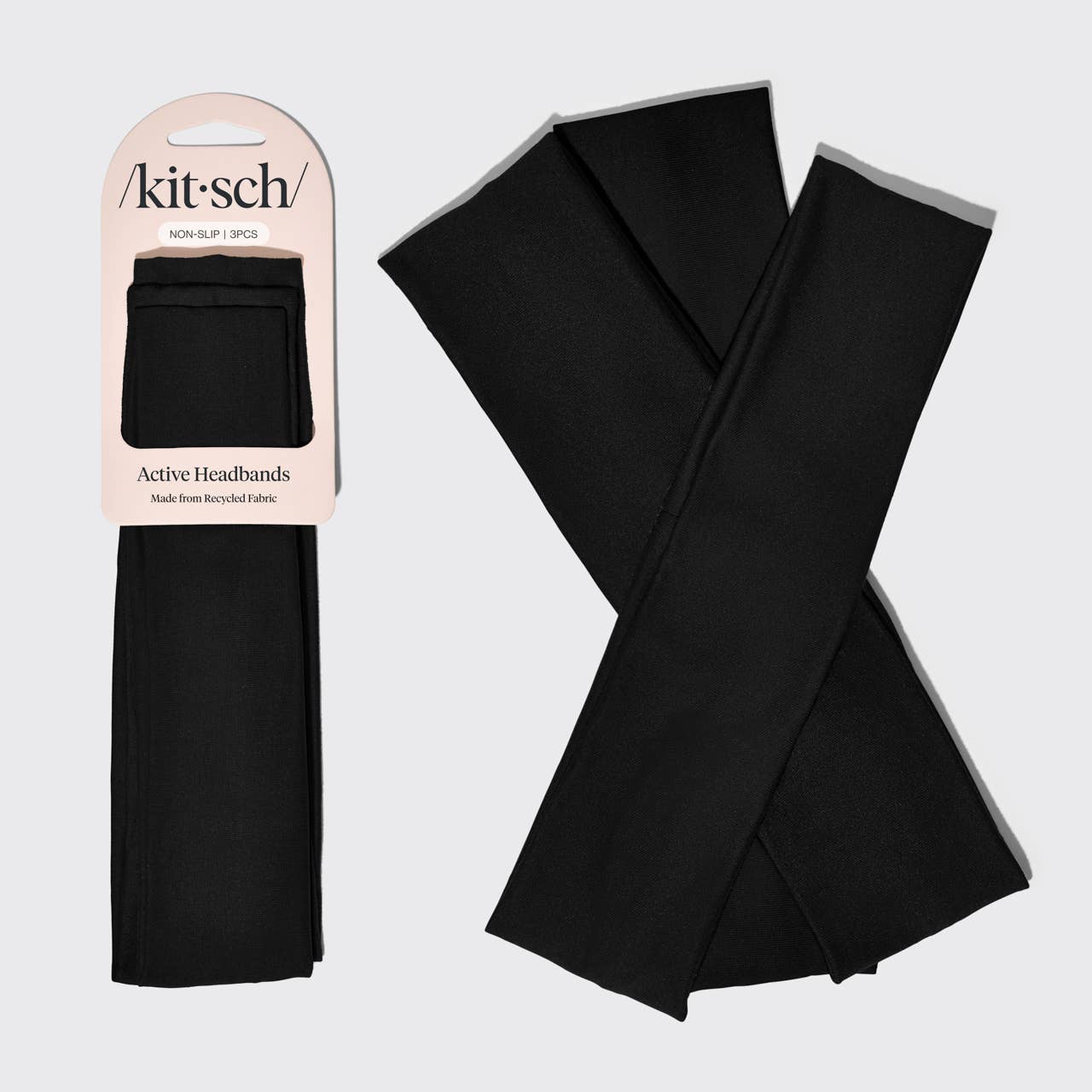 KITSCH - Recycled Active Headbands 3pc Set- Black KITSCH