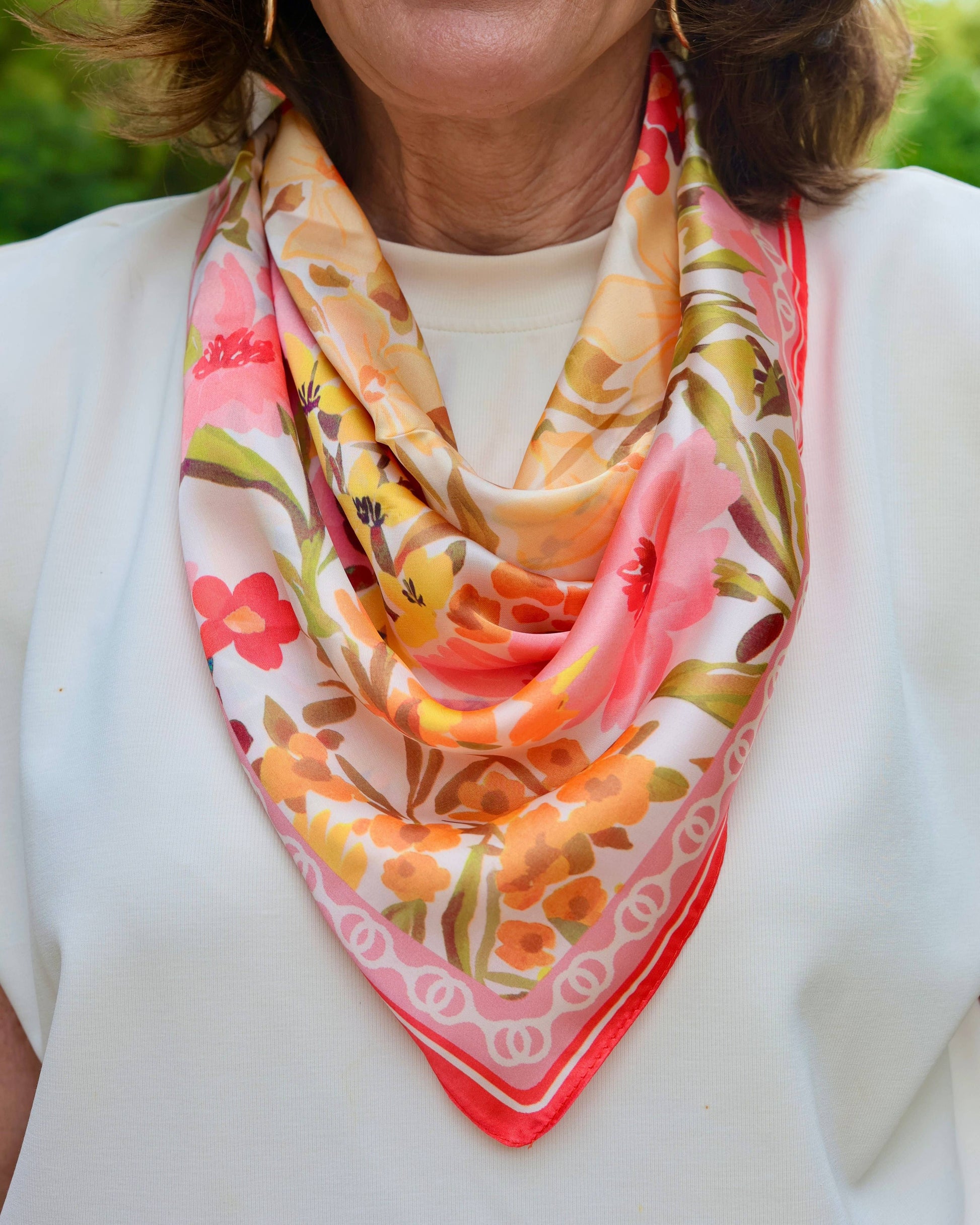Caroline Hill - Elora Floral Print Scarf Pink Multi: Default Caroline Hill