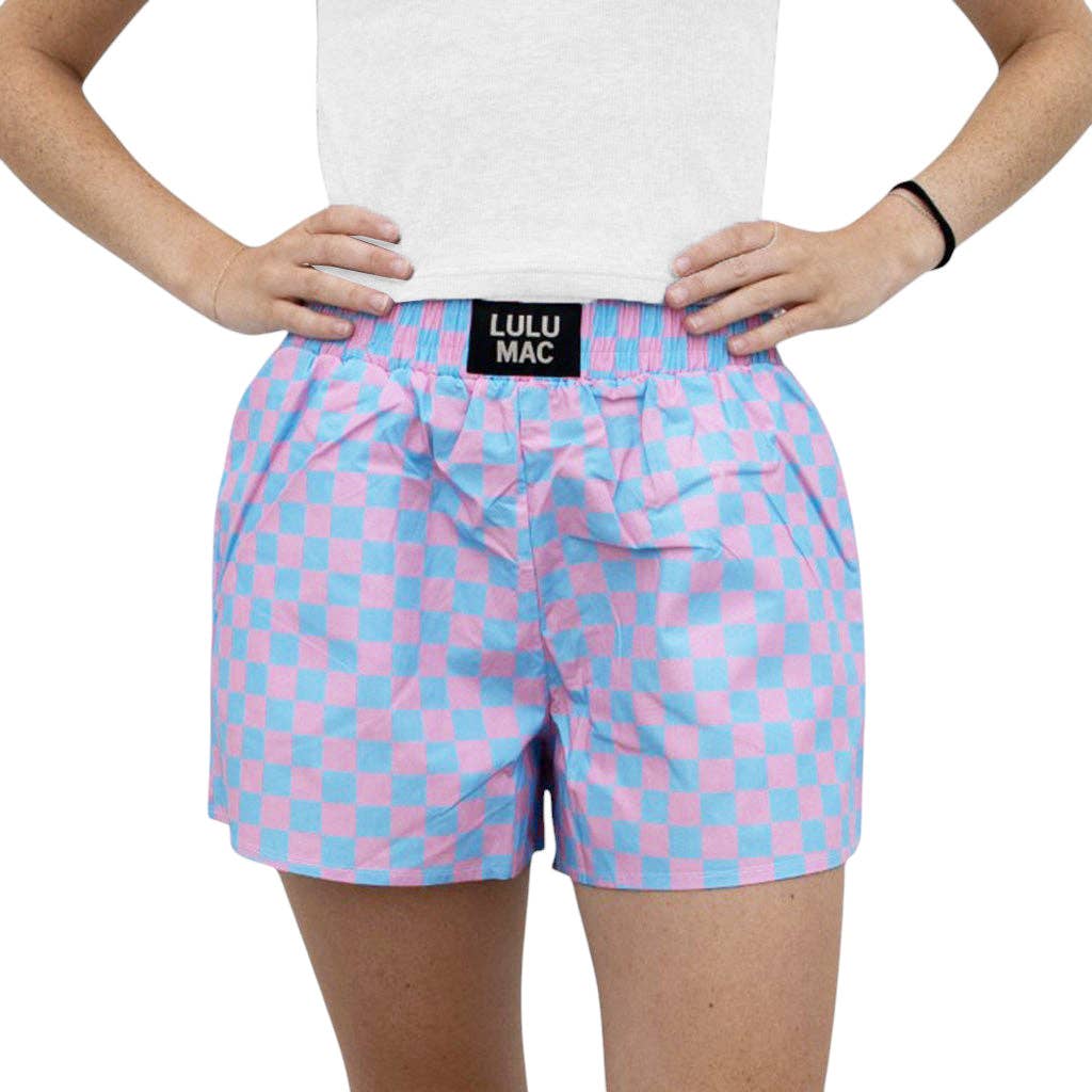 Girlie Girl Originals - BXCK-BLUE PINK CHECK BOXER SHORT: BLUE/PINK / X-Large Girlie Girl Originals