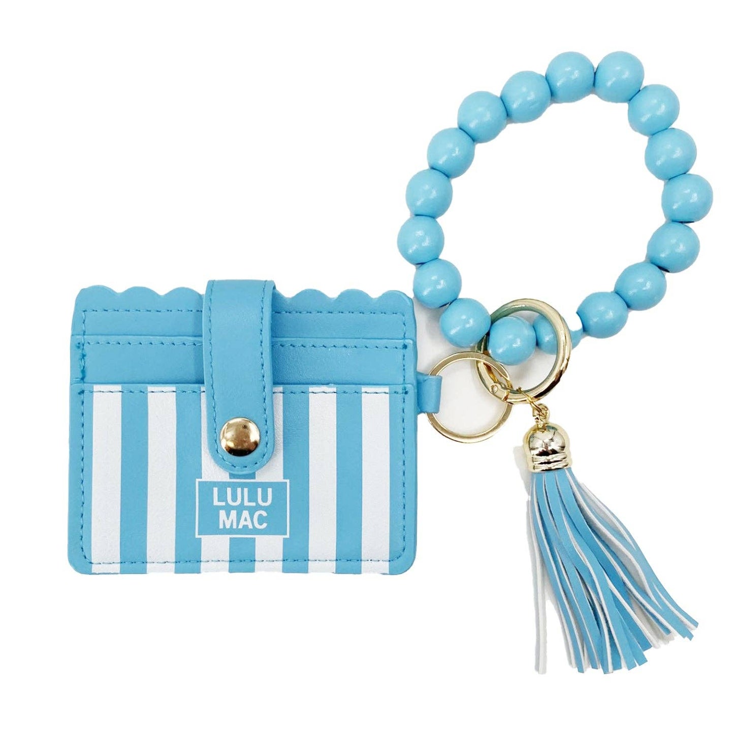 Girlie Girl Originals - LM-7311 Beaded Wristlet ID Wallet Blue Stripe Darby Girlie Girl Originals