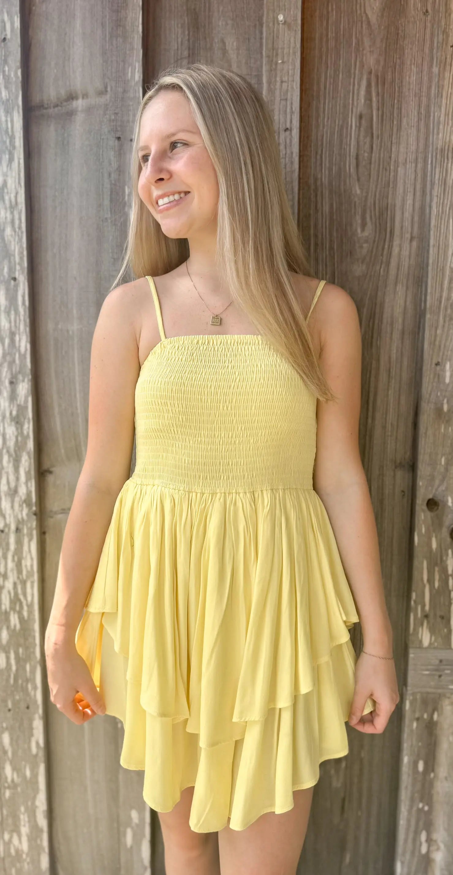 Women Yellow Sleeveless Flowy Ruffle Detailed Mini Dress IDEM DITTO