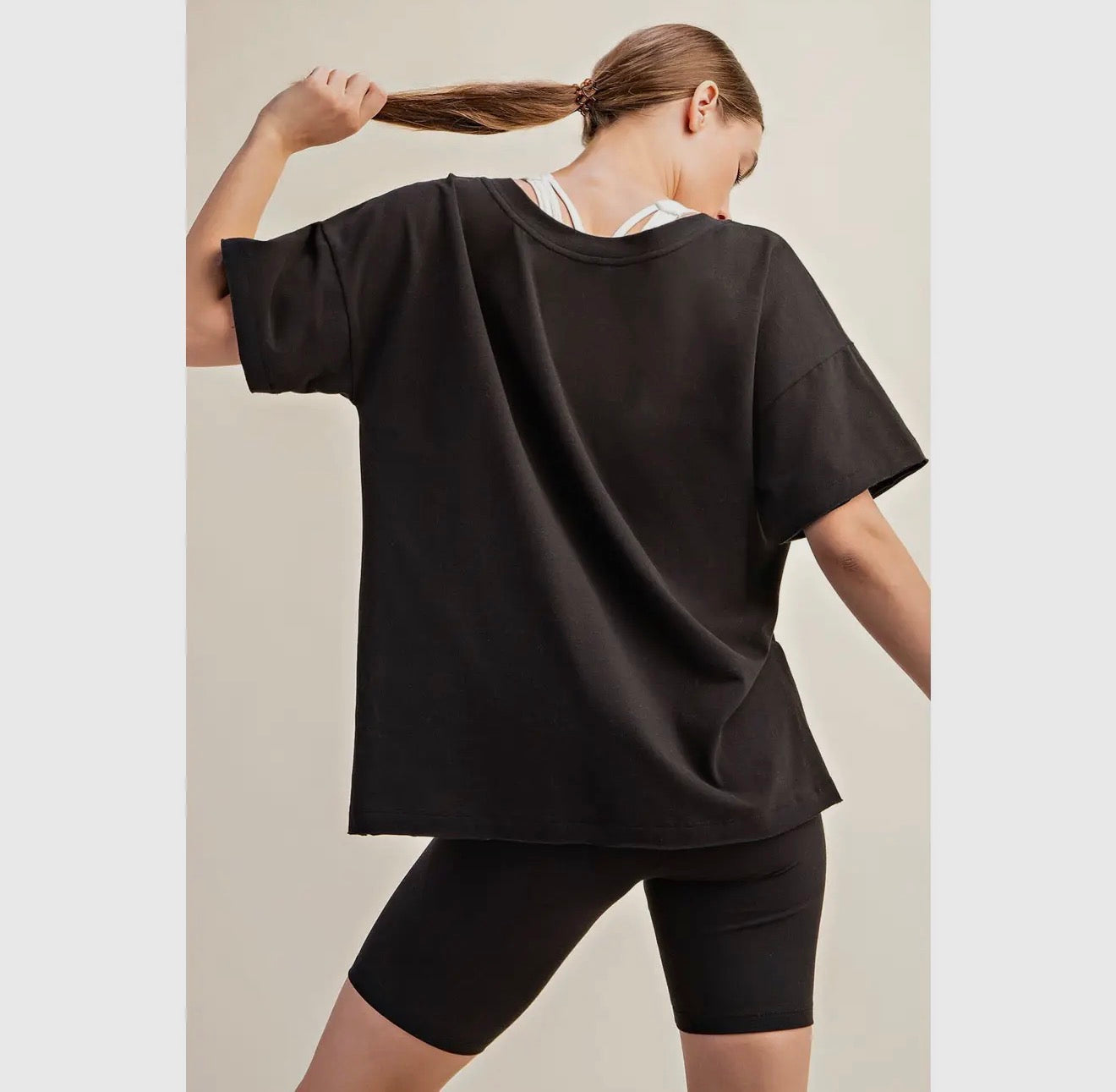 Oversized V-neck Reversible Short Sleeve Top Rae mode