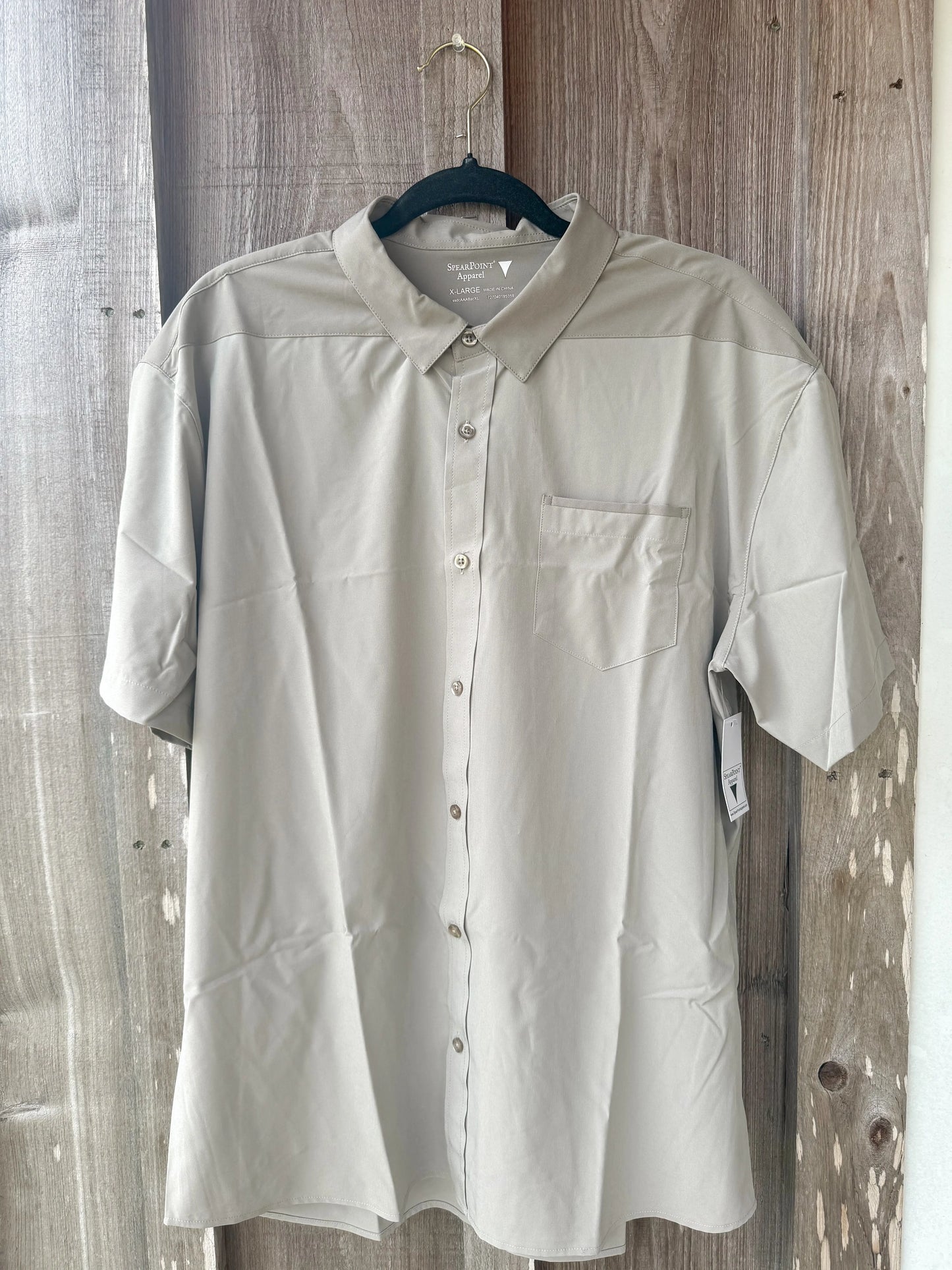 Collared Smooth Short Sleeve Button-Up Top SpearPoint Apparel