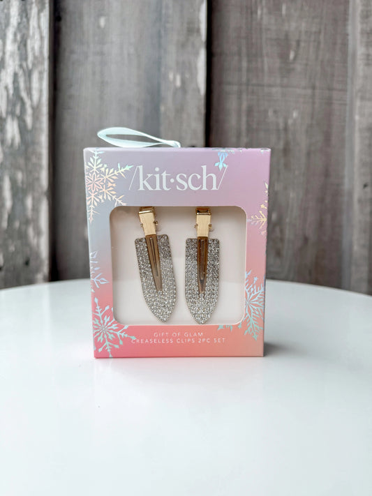 Holiday Gift of Glam Creaseless Clips 2pc Set - Rhinestone KITSCH