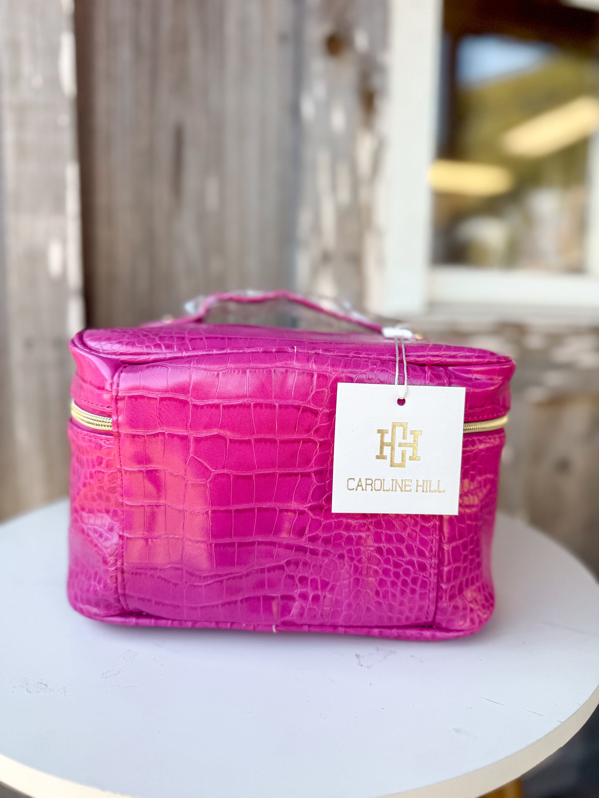 Caroline Hill Hampton Train Case Hot Pink EC Makeup Case Caroline Hill