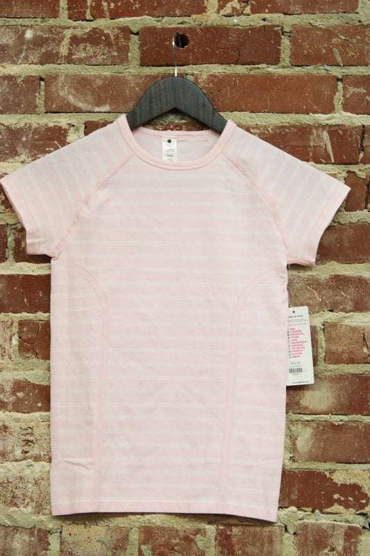 Girls Festival Bloom Stripe Seamless Crewneck Short Sleeves Everyday Tee 90 Degree by Reflex & Yogalicious