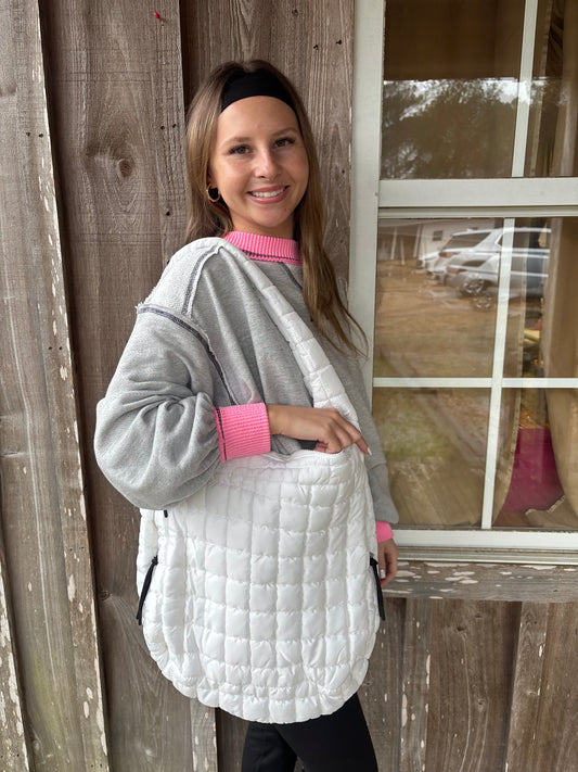 Girlie Girl Puffer Quilted Handbag White