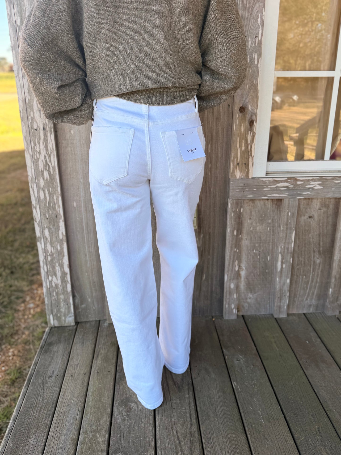 VERVET by FLYING MONKEY OPTIC WHITE HIGH RISE WIDE LEG JEANS