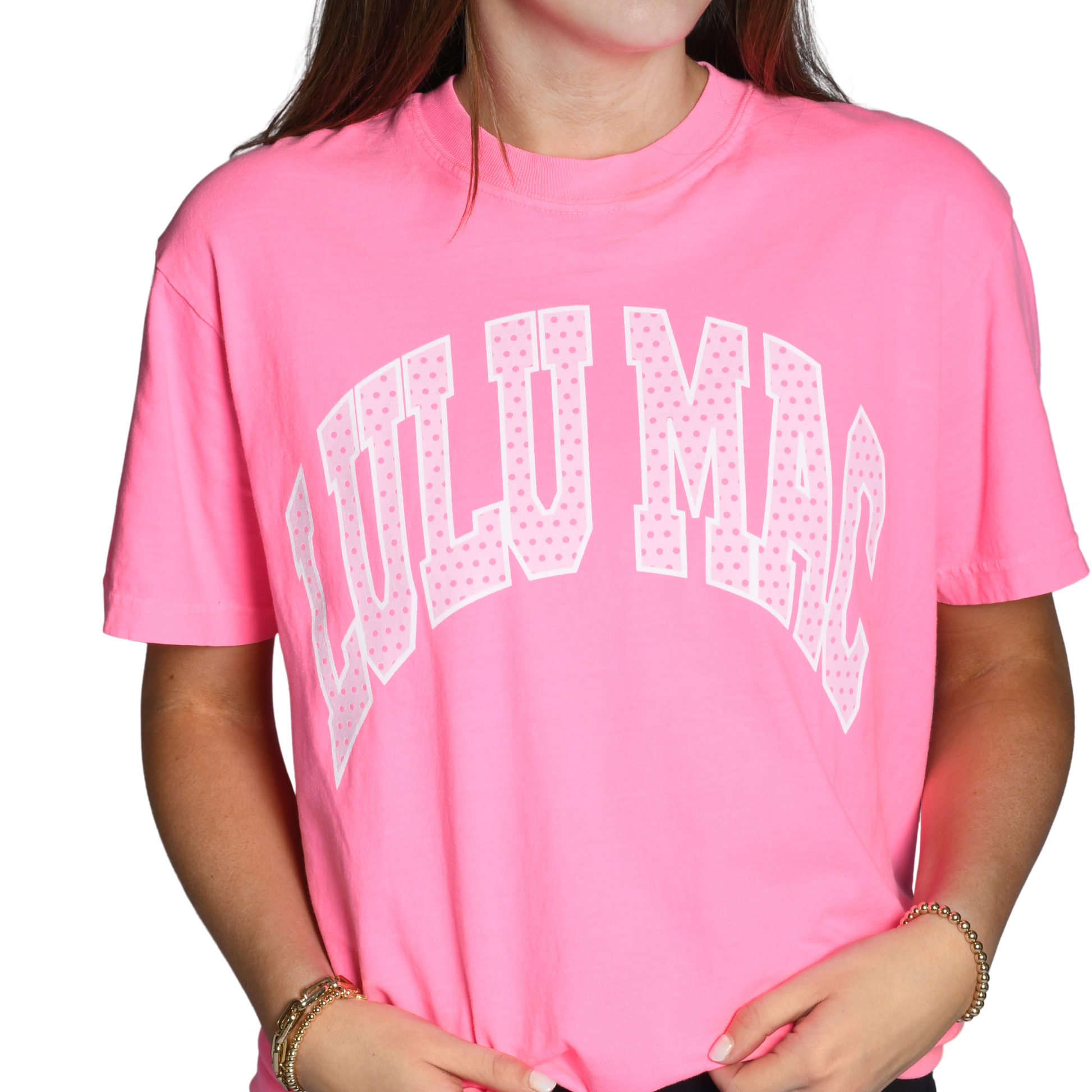 Girlie Girl Originals - LM-PD-1001 Polka Dot Adult Neon Pink Comfort Colors Tee: Neon Pink / Large Girlie Girl Originals