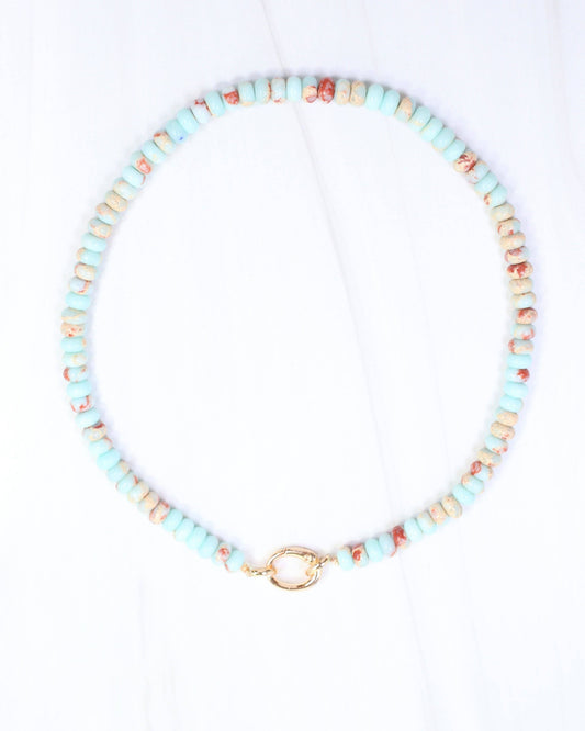 Caroline Hill - Gisela Stone Beaded Oval Clasp Necklace Multi: Default Caroline Hill