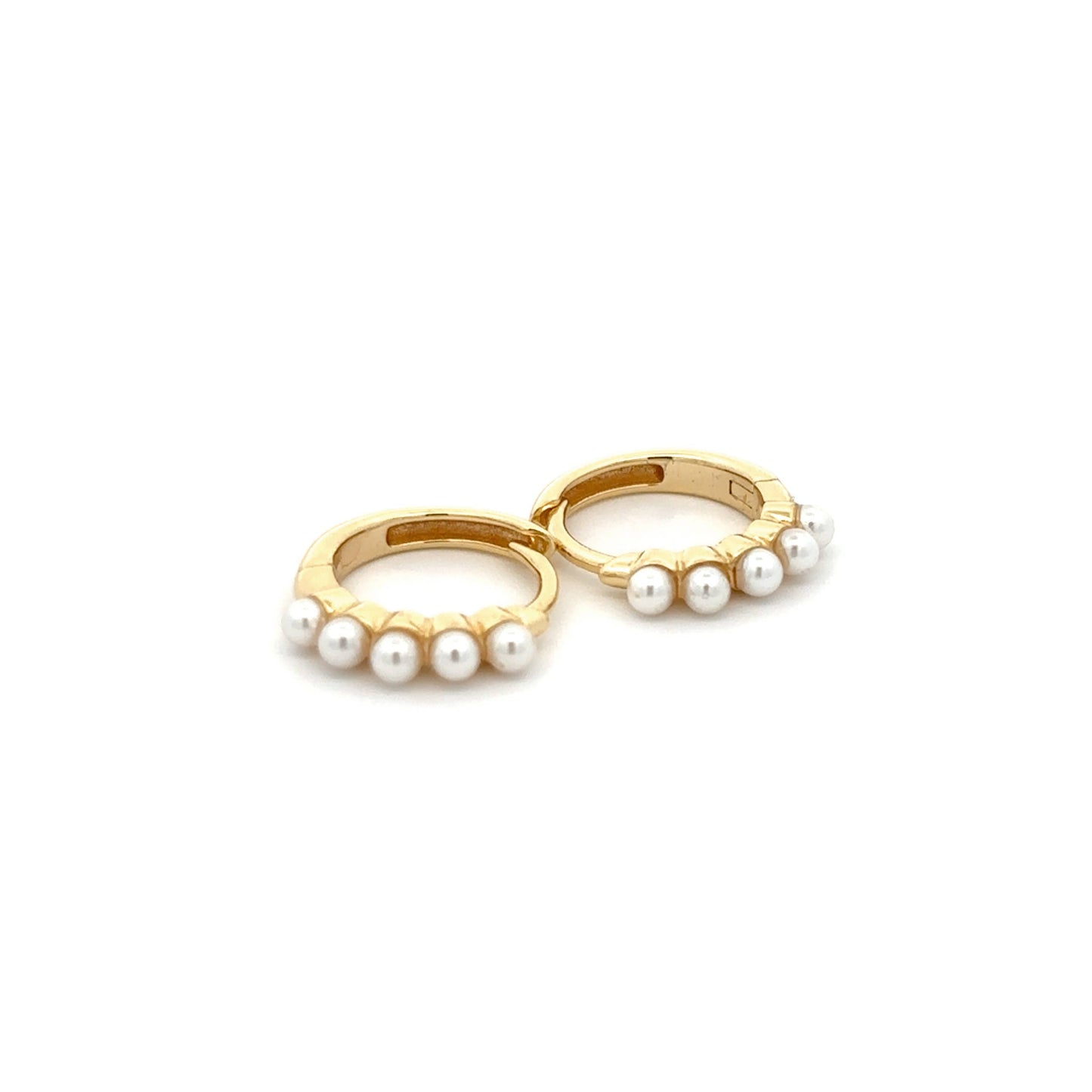 Cherished Moments - 14k-Gold Plated Pearl Huggie Hoop Hypoallergenic Earrings Cherished Moments